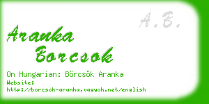 aranka borcsok business card
