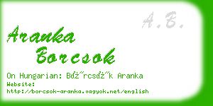 aranka borcsok business card